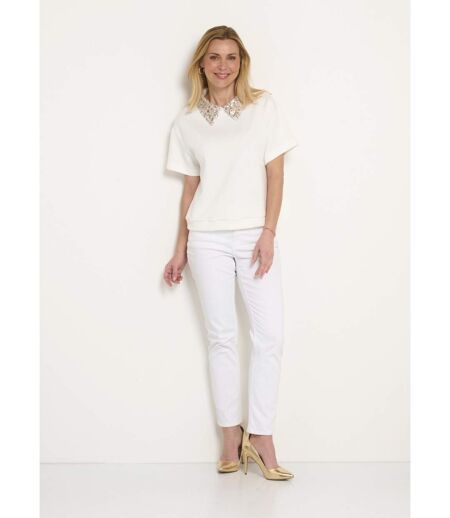 Blouse col pailleté sequins manches courtes