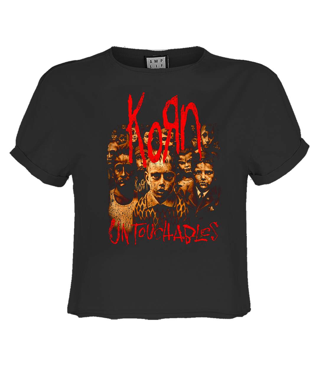 Womens/ladies untouchables korn crop top charcoal Amplified