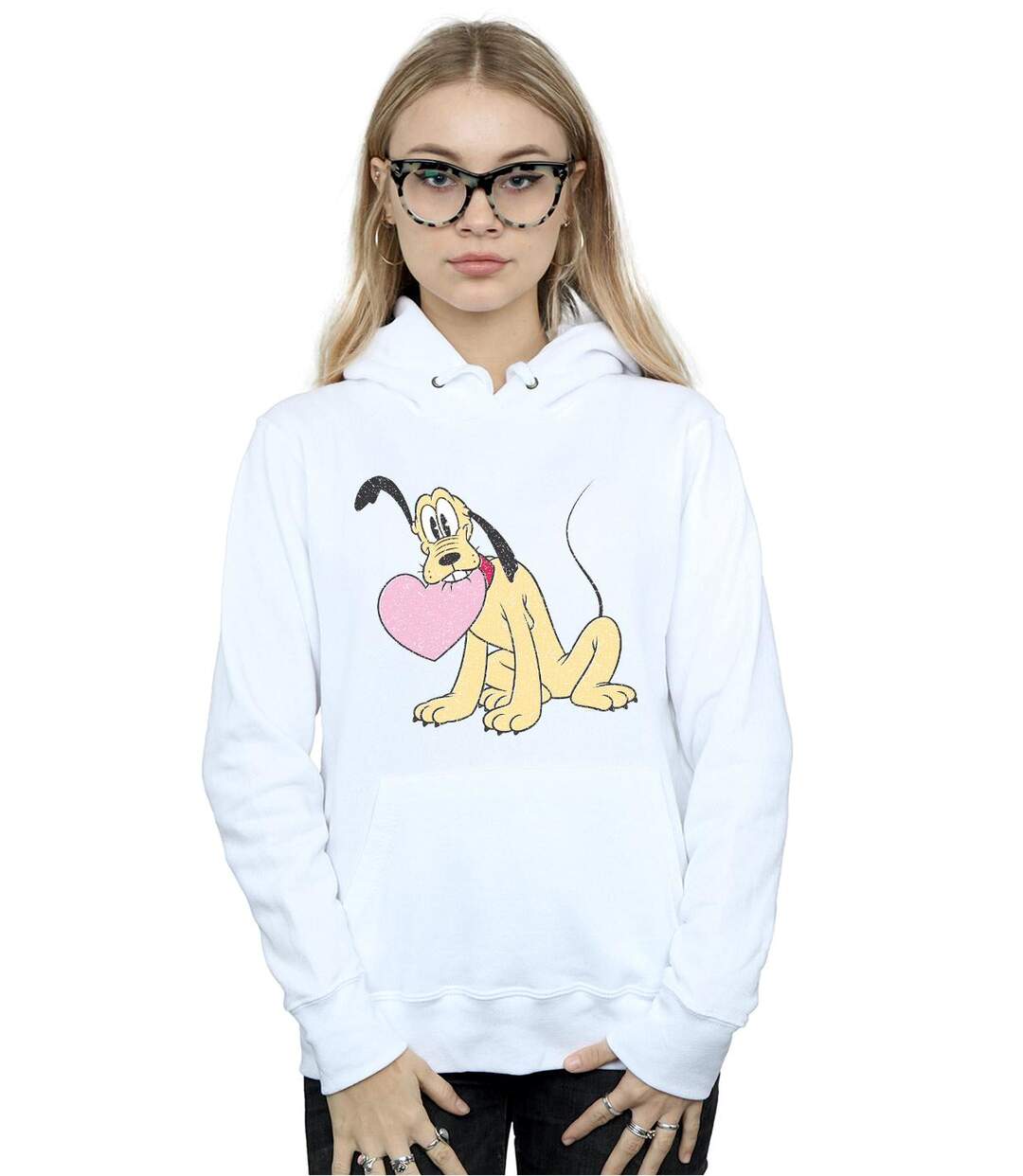 Disney - Sweat à capuche PLUTO LOVE HEART - Femme (Blanc) - UTBI11148-2