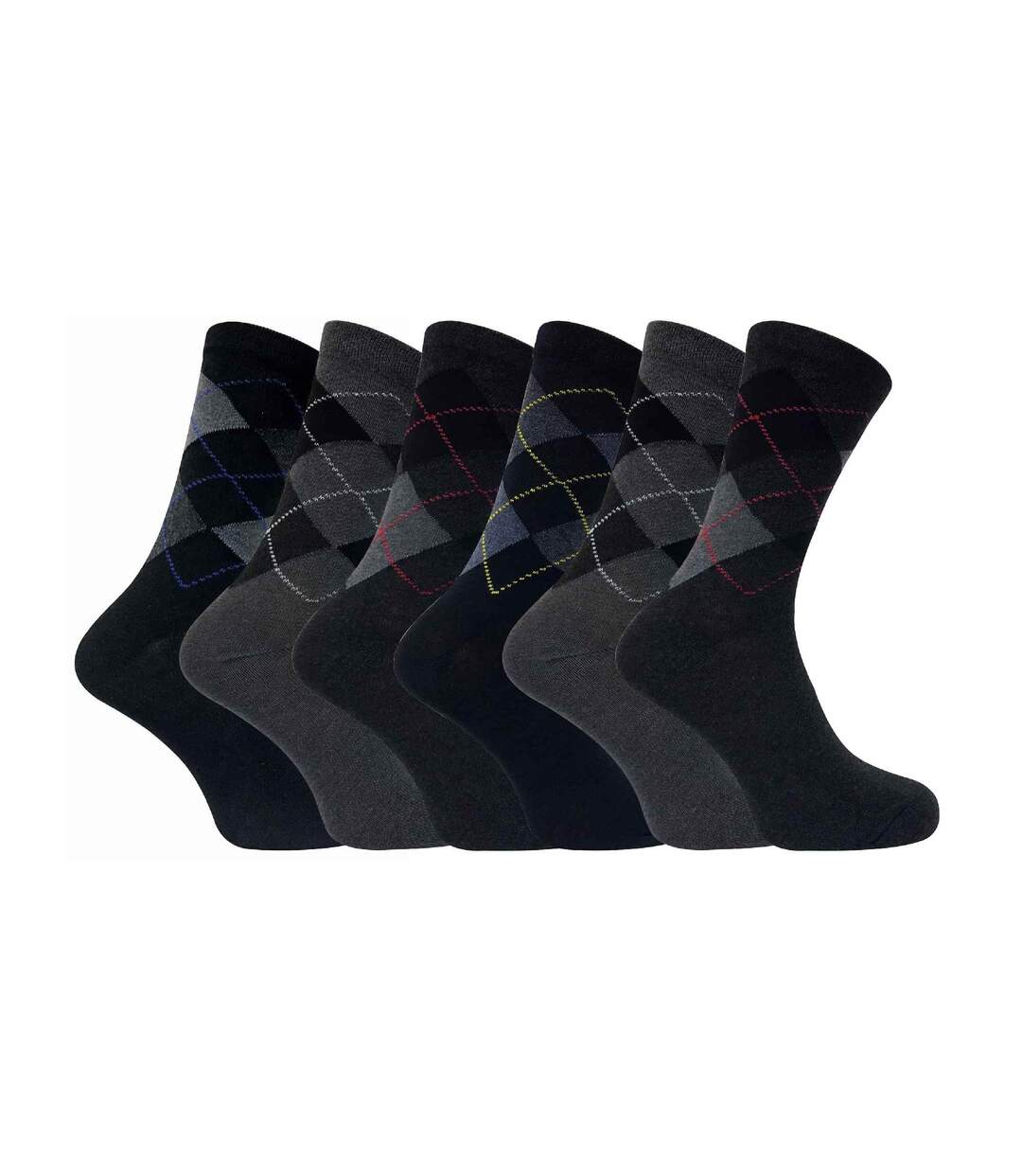 6 Pack Mens Patterned Coloured Soft Cotton Dress Socks-2