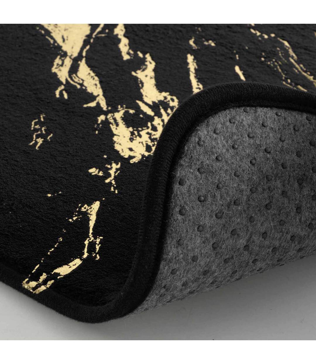 Tapis Contour WC Imprimé Aquamarbre 45cm Noir & Or-3