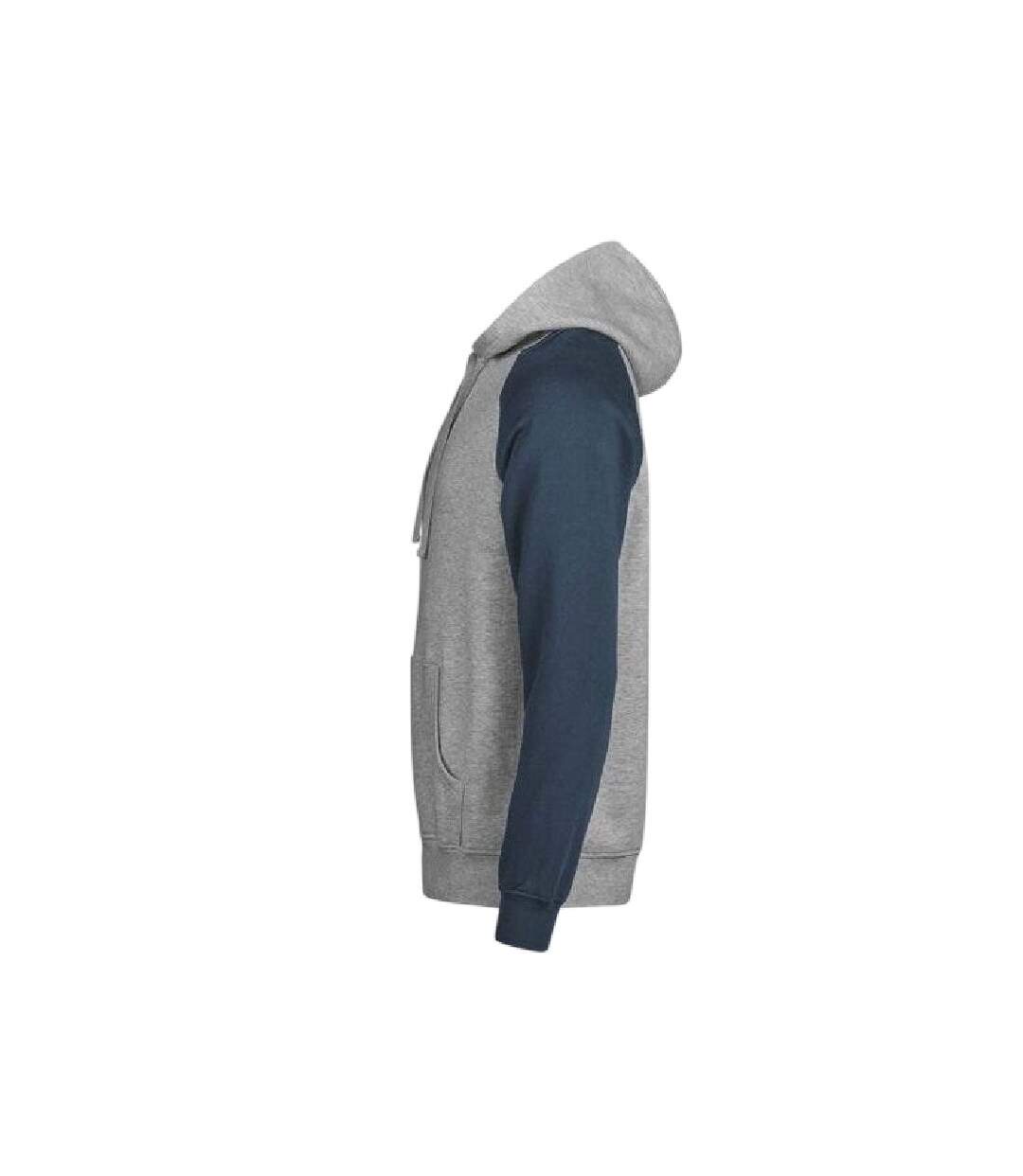 Mens Unlabeled Two Tone Relaxed Fit Raglan Hoodie Heather Grey Ink Tee Jays-3