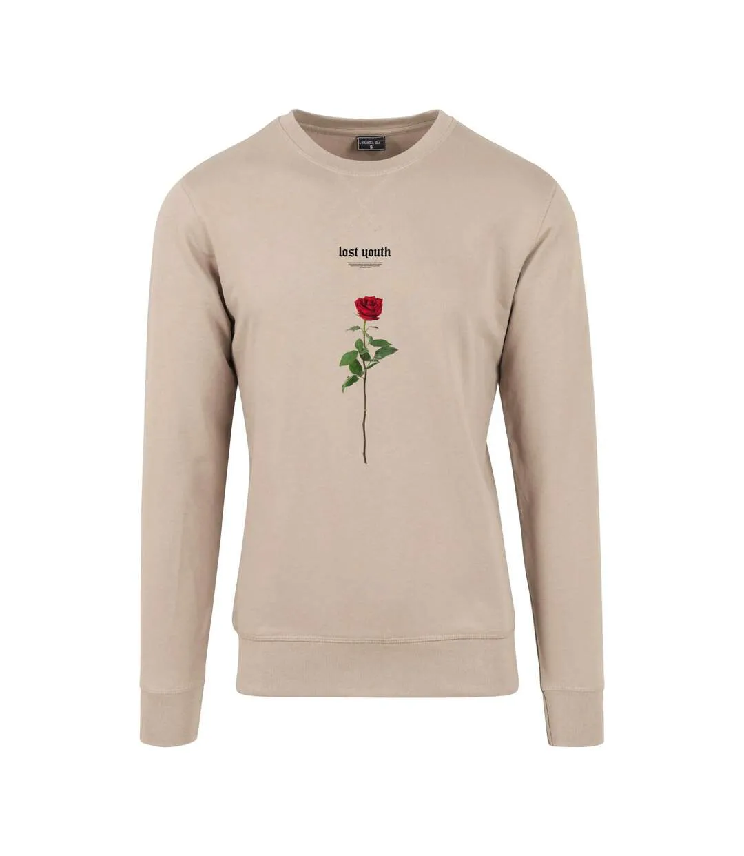 Mens Rose Crew Neck Sweatshirt Dark Sand Lost Youth-1