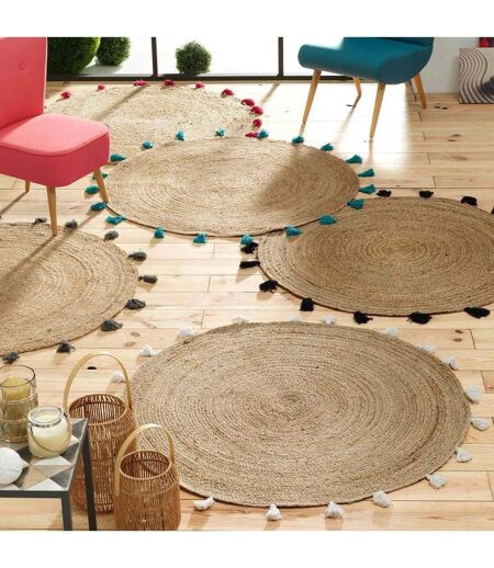 Tapis Rond Déco en Jute Shira 120cm Noir