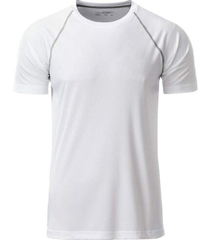 Maillot running respirant - Homme - JN496 - blanc et gris