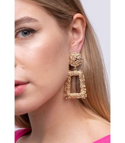 Vintage Hollow Geometric Foil Square Long Drop Brinco Statement Earrings