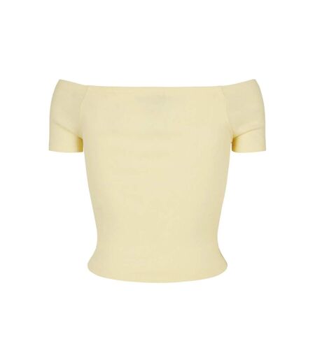 T-shirt Motif/style Côtelé Femme Jaune Pâle Urban Classics