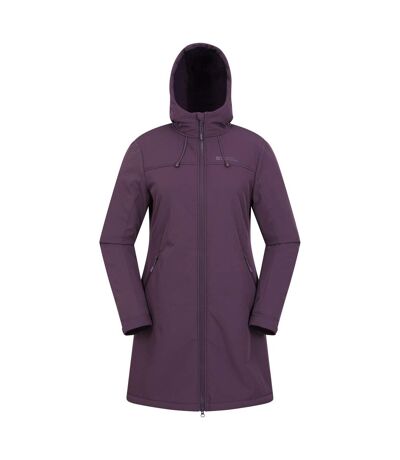 Womens/ladies fern longline soft shell jacket purple Mountain Warehouse