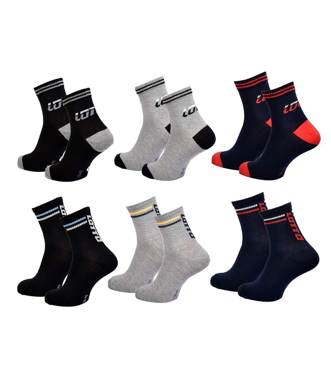 Chaussettes homme LOTTO Socquettes Pack de 6 Paires Quarter LOTTO Rayures