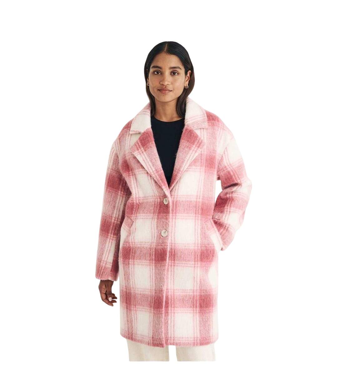 Womens/ladies Plaid Coat Pink Hugo-2