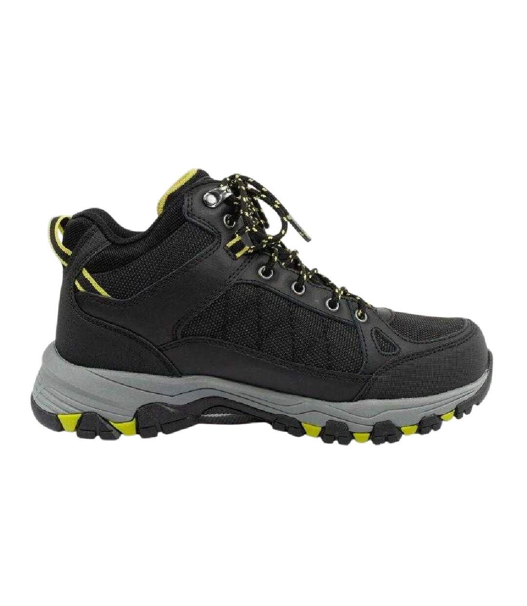 Mens Selmen Melano Leather Hiking Boots Black Skechers-1