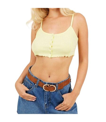 Womens/ladies Rib Knit Crop Top Lime Brave Soul