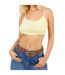 Womens/ladies Rib Knit Crop Top Lime Brave Soul-1