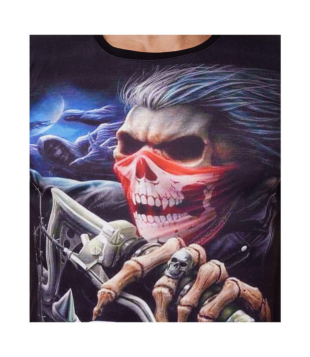 Le t-shirt tête de mort fashion 1486 noir chez MonsieurMode