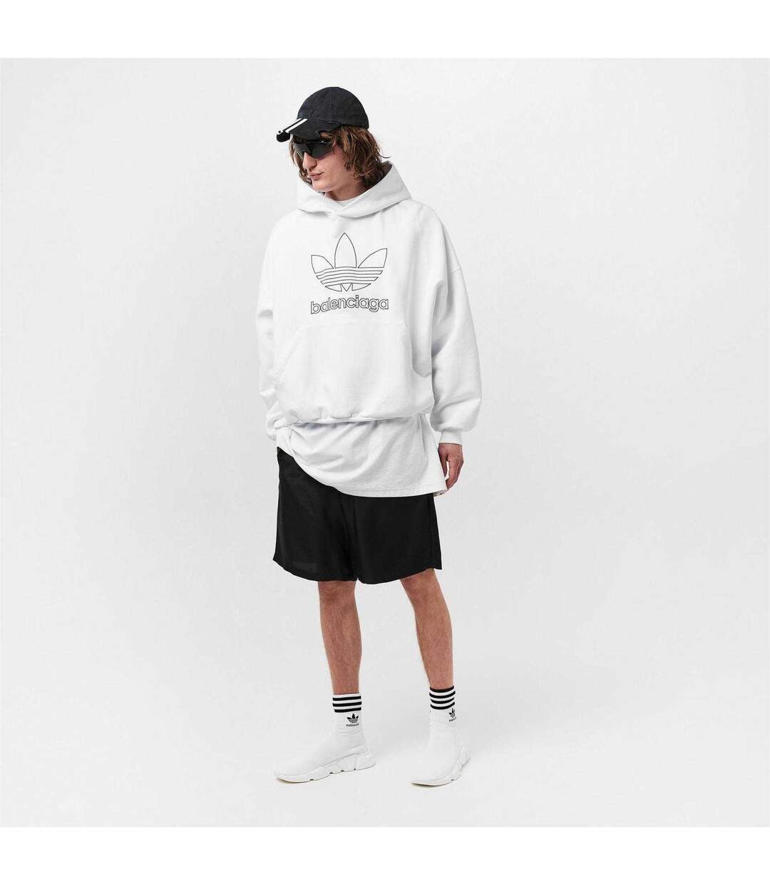 Casquette De Baseball Motif/style Adidas Noir Blanc Balenciaga-1