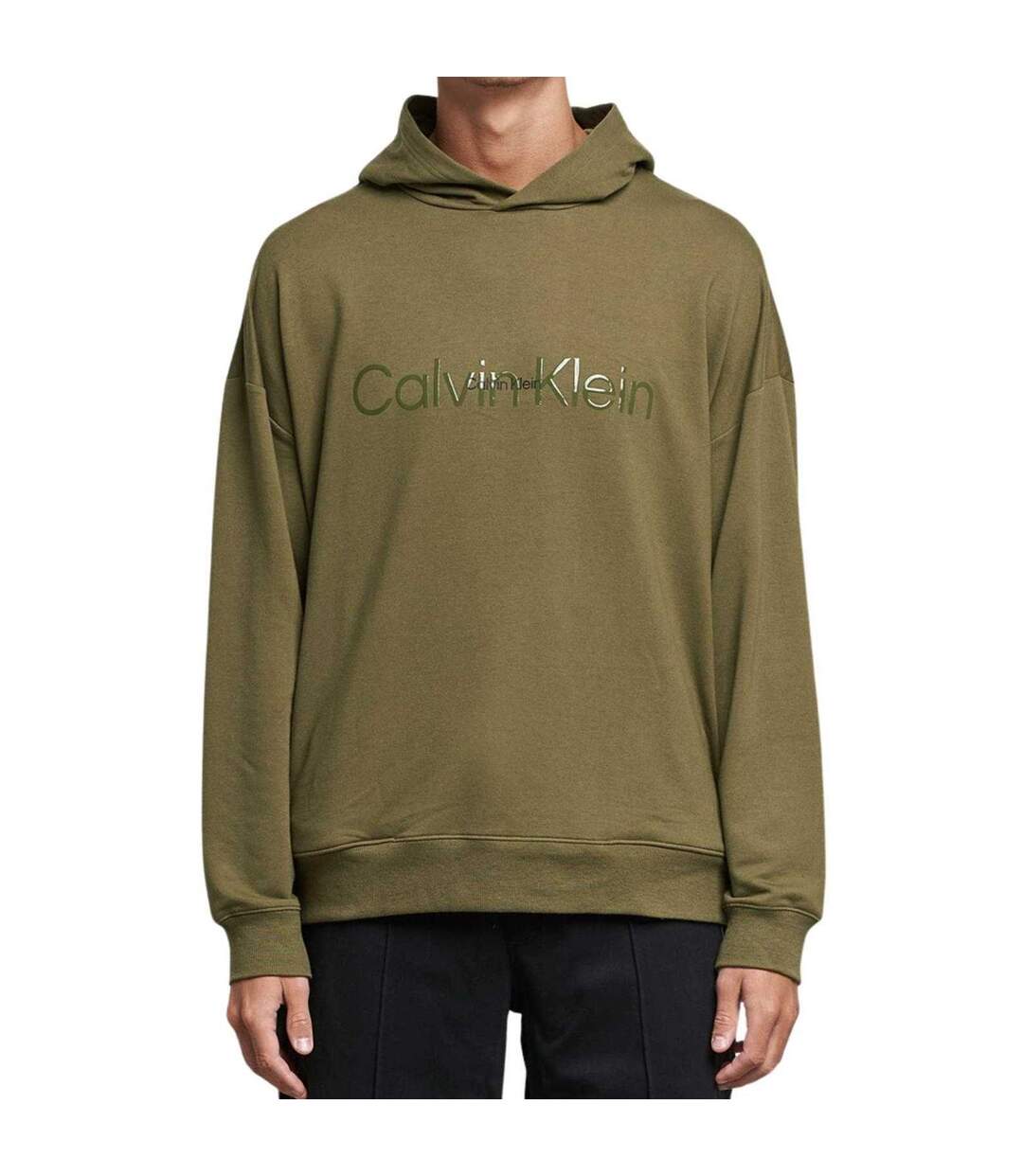 Sweat À Capuche Motif/style Logo Homme Vert Calvin Klein-1