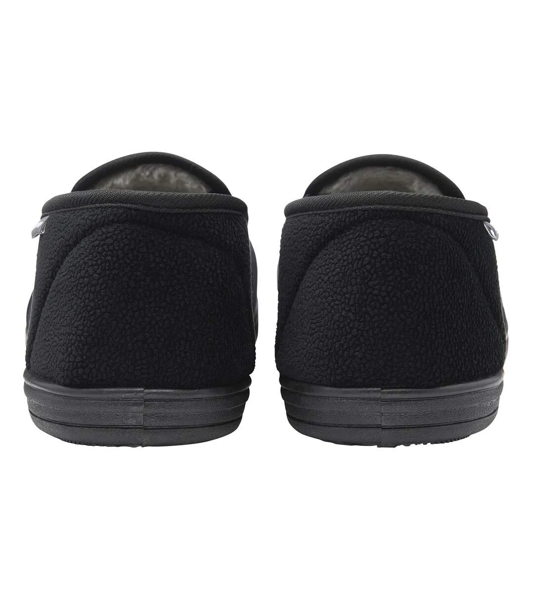 Mens Textured Full Slippers Black Closed Back Cushioned UK 6-13-2