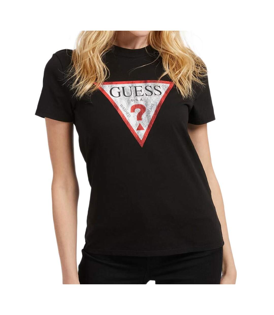 T-shirt Noir Femme Guess Classic Fit Logo - XS-1