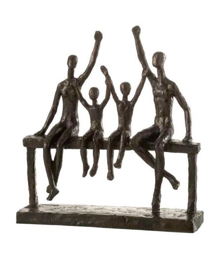 Statuette Déco Famille sur Banc 34cm Marron