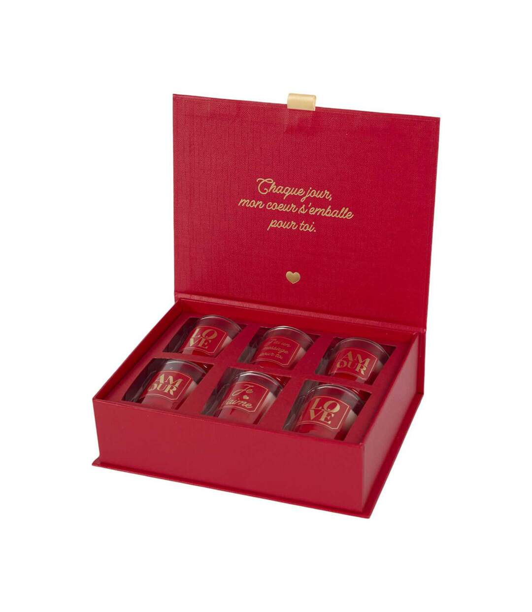 Coffret 6 Bougies Parfumées Amour 30g Rouge-1