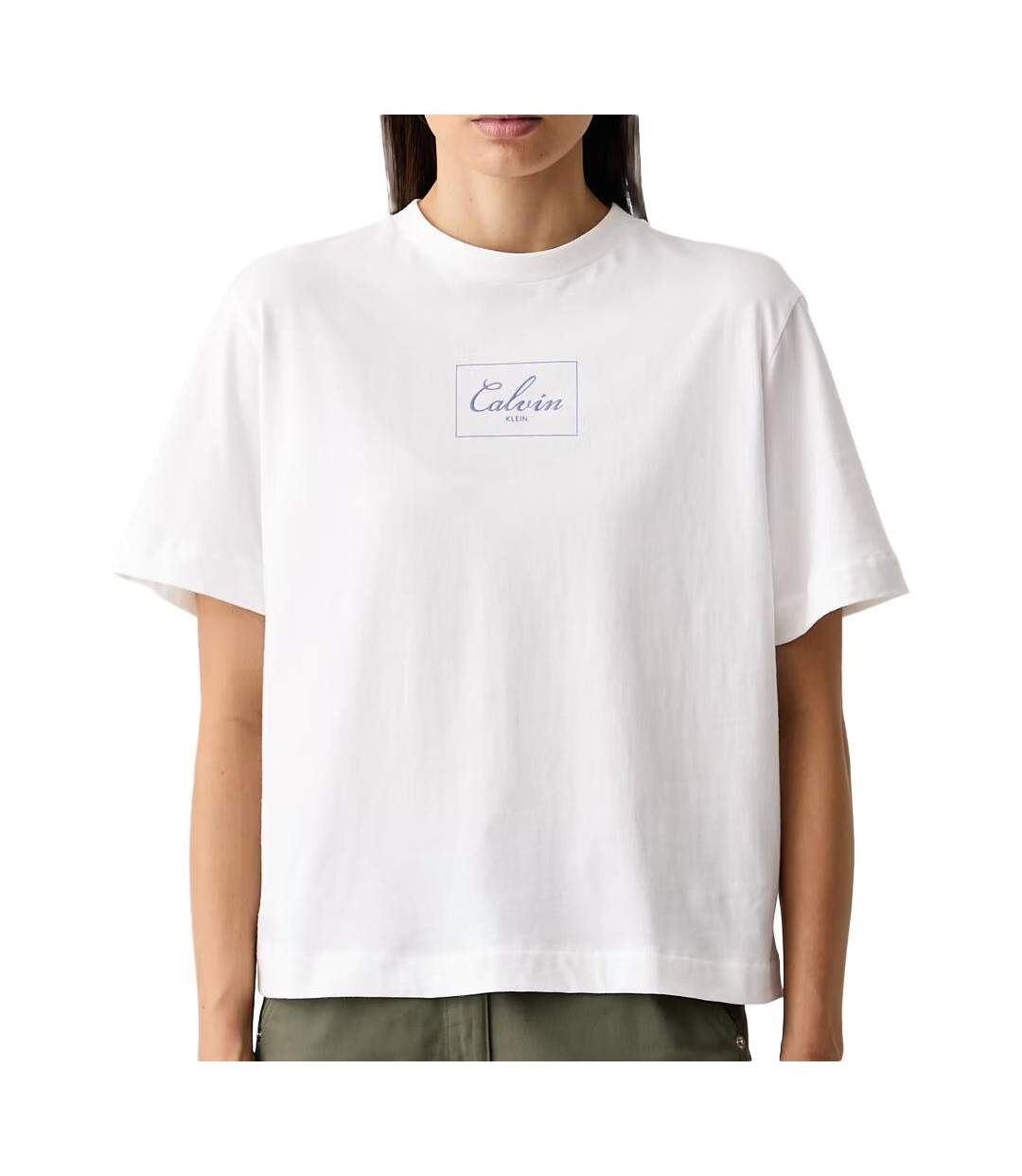T-Shirt blanc femme calvin klein jeans boxy bold-1