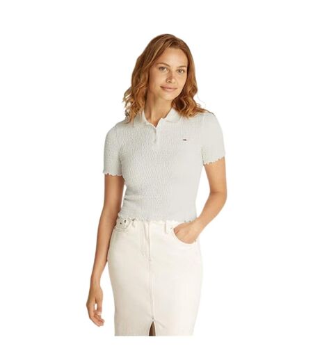Polo Motif/style Court Femme Écru Tommy Jeans