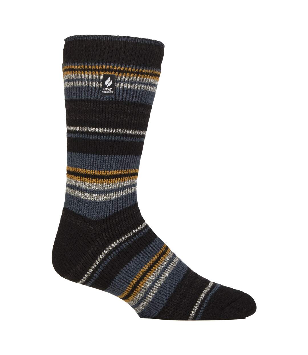 Mens Thermal Patterned Brushed Socks with Stripes for Winter-1