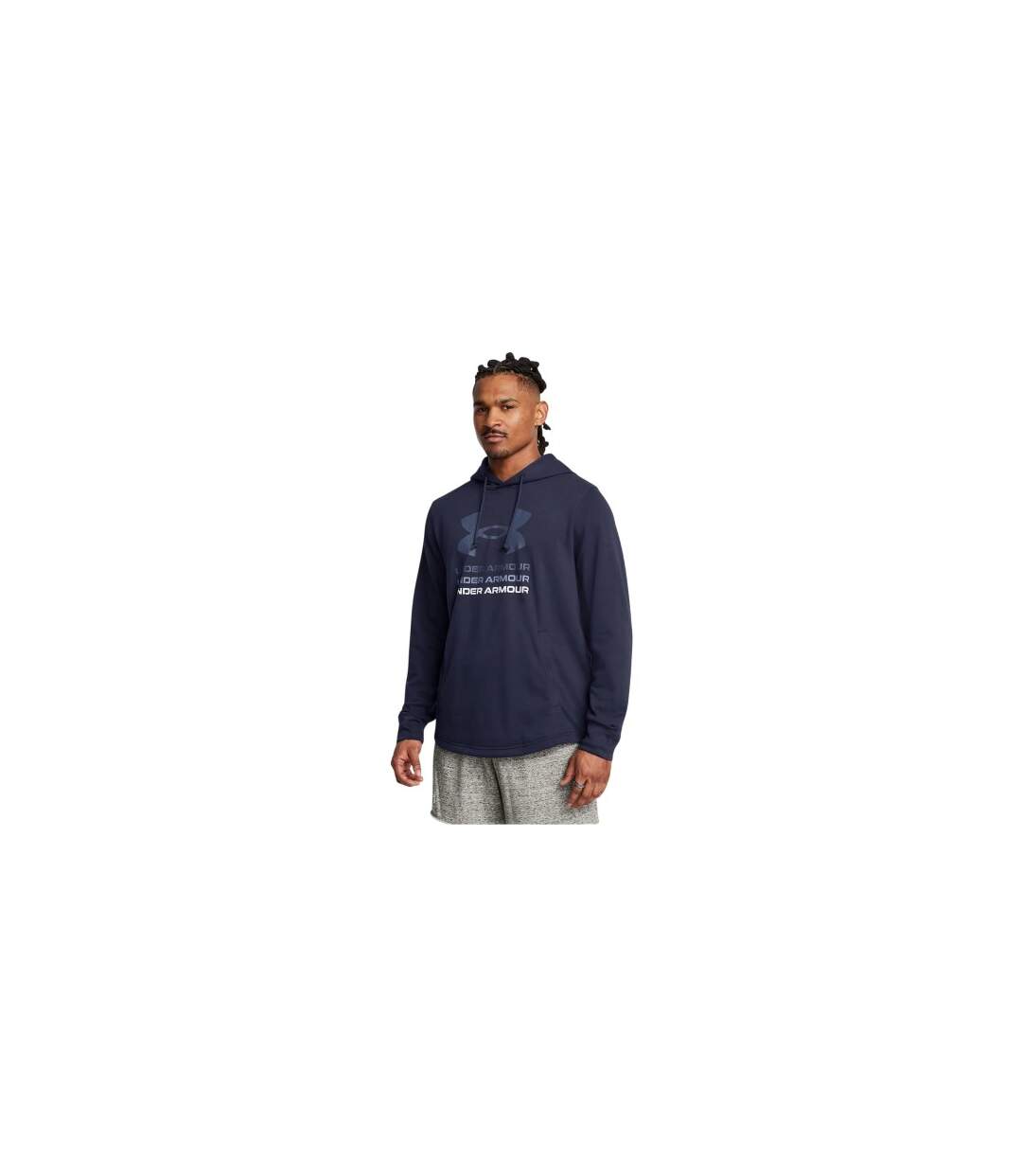 Sweat À Capuche Motif/style Graphique Rival Terry Homme Bleu Under Armour-1