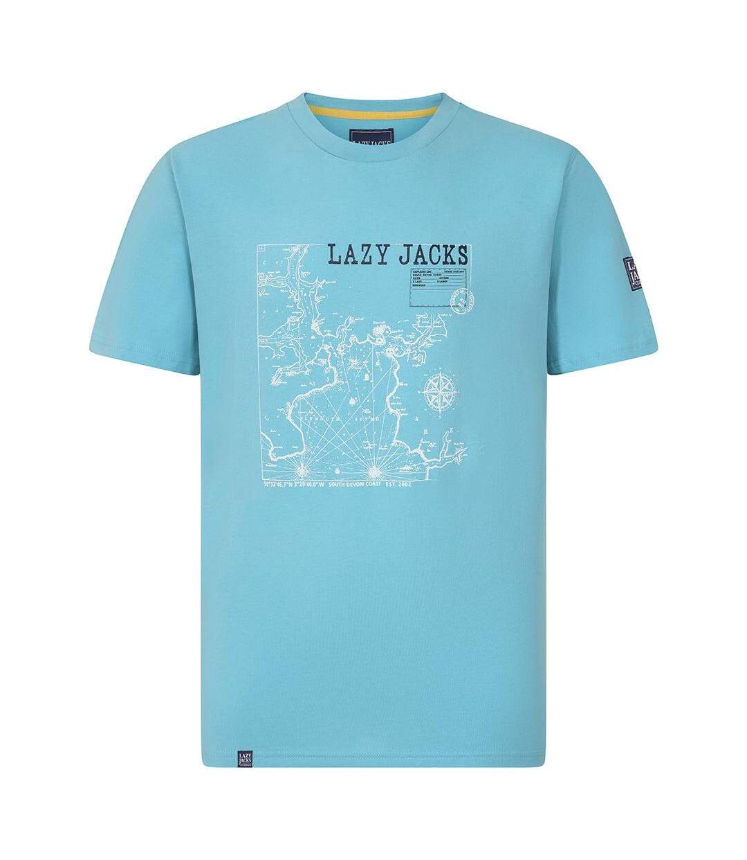 T-shirt Motif/style Imprimé Homme Turquoise Vif Lazy Jacks-1