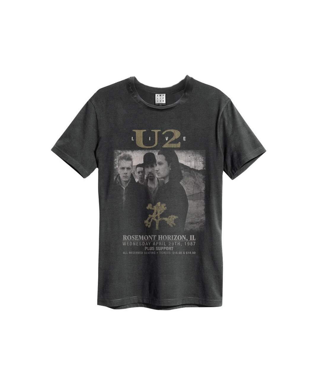 Amplified Mens Live U2 T-Shirt (Charcoal)