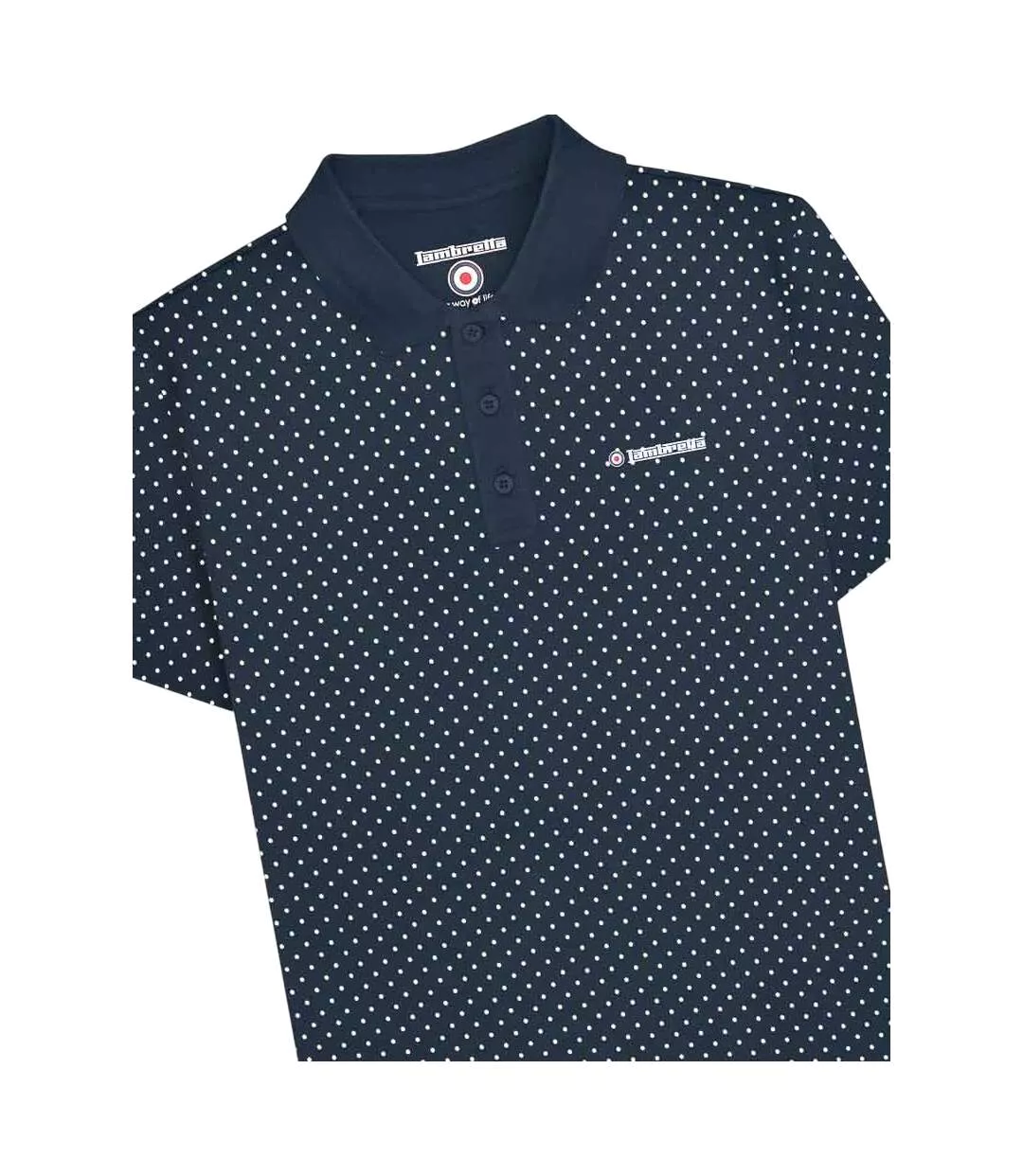 Polo Motif/style À Pois Homme Bleu Marine Lambretta-3
