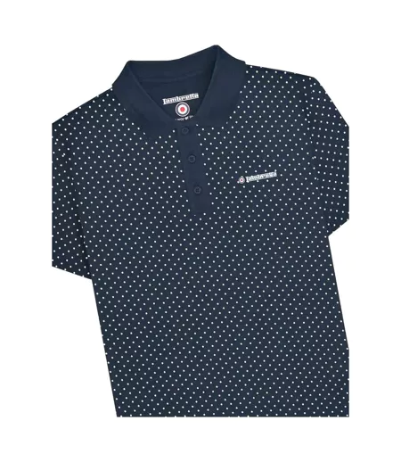 Polo Motif/style À Pois Homme Bleu Marine Lambretta