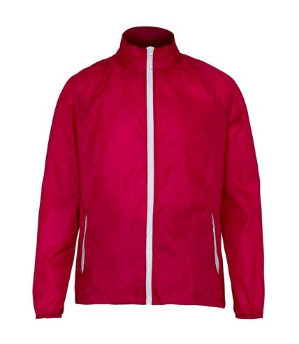 2786 Mens Contrast Lightweight Windcheater Shower Proof Jacket (Hot Pink/ White)