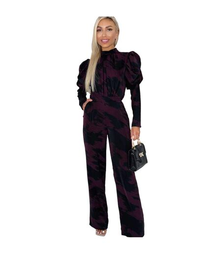 Combinaison Manches Bouffantes Motif/style Abstrait Femme Bordeaux AX Paris