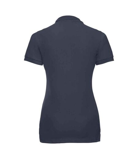 Womens/ladies pique stretch polo shirt french navy Russell