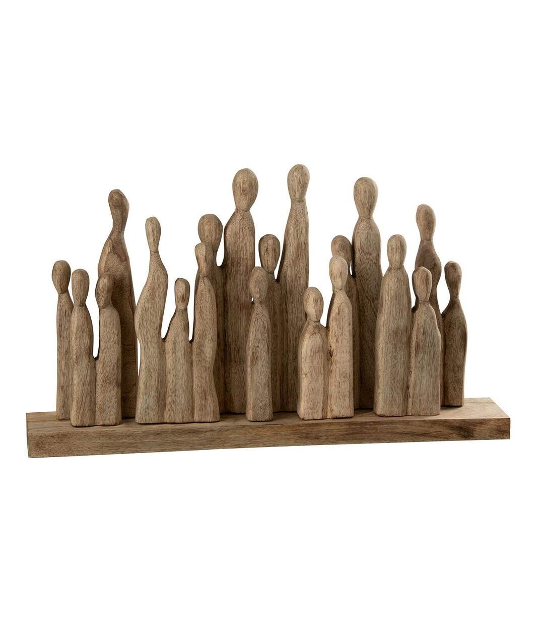 Statuette Déco en Bois 'Groupe de Personnages 36cm Naturel-1