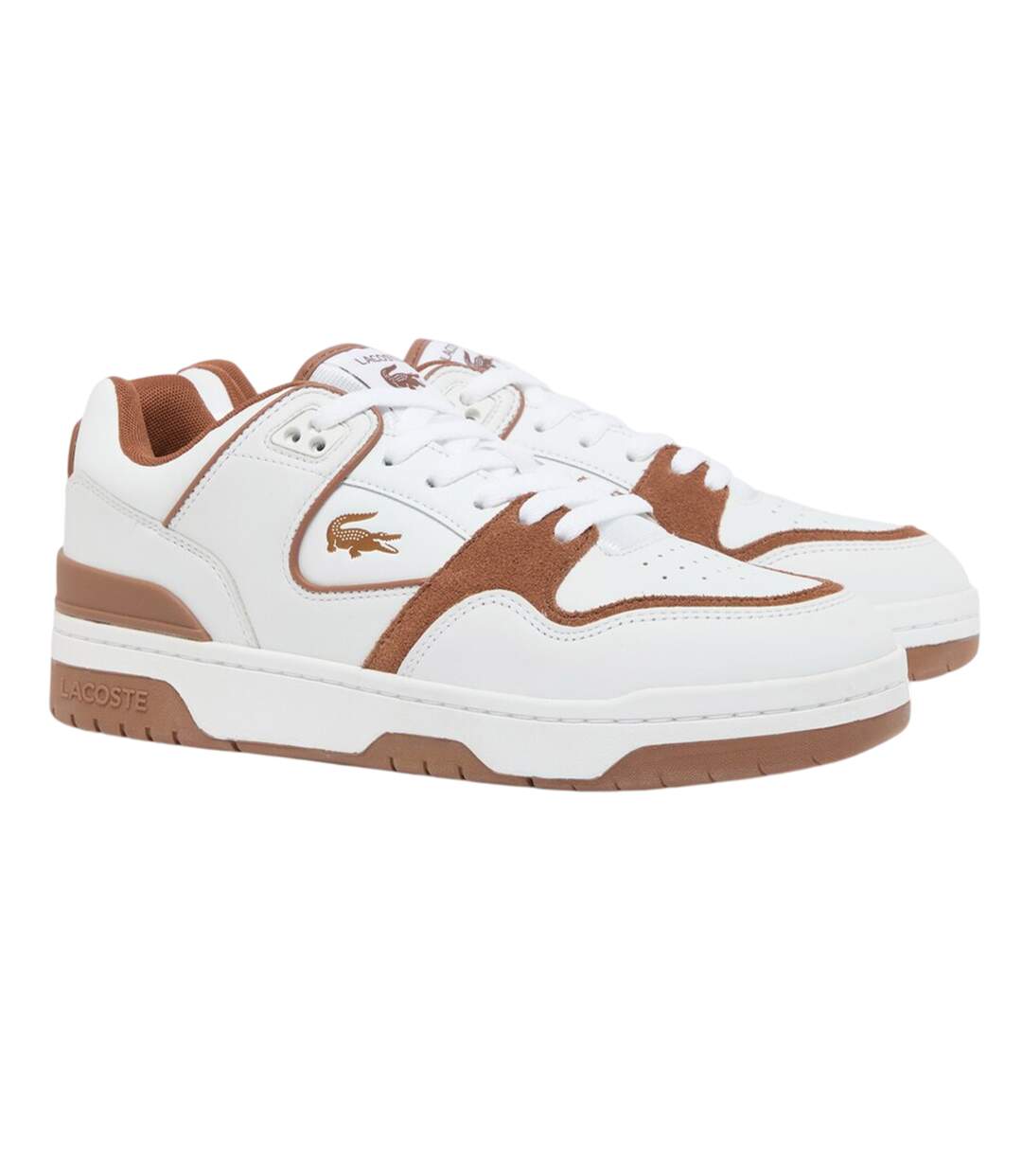Mens Court Cage Leather Trainers White Brown Lacoste-4