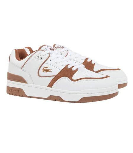 Mens Court Cage Leather Trainers White Brown Lacoste