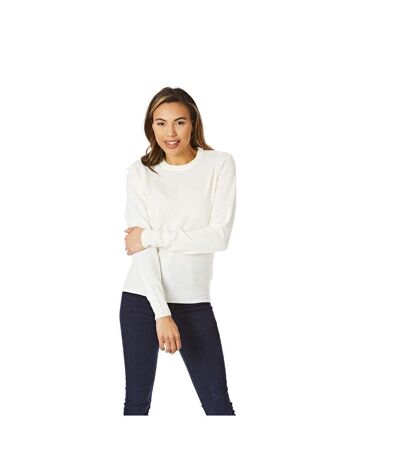 Womens/ladies Soft Touch Crew Neck Jumper Ivory Light And Shade