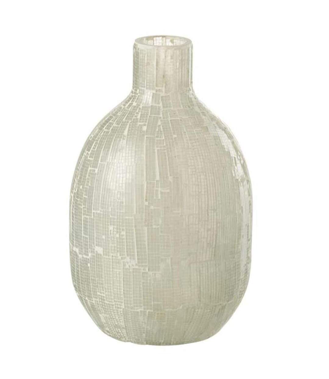Vase Design en Verre Mosaïque 27cm Gris Clair-1
