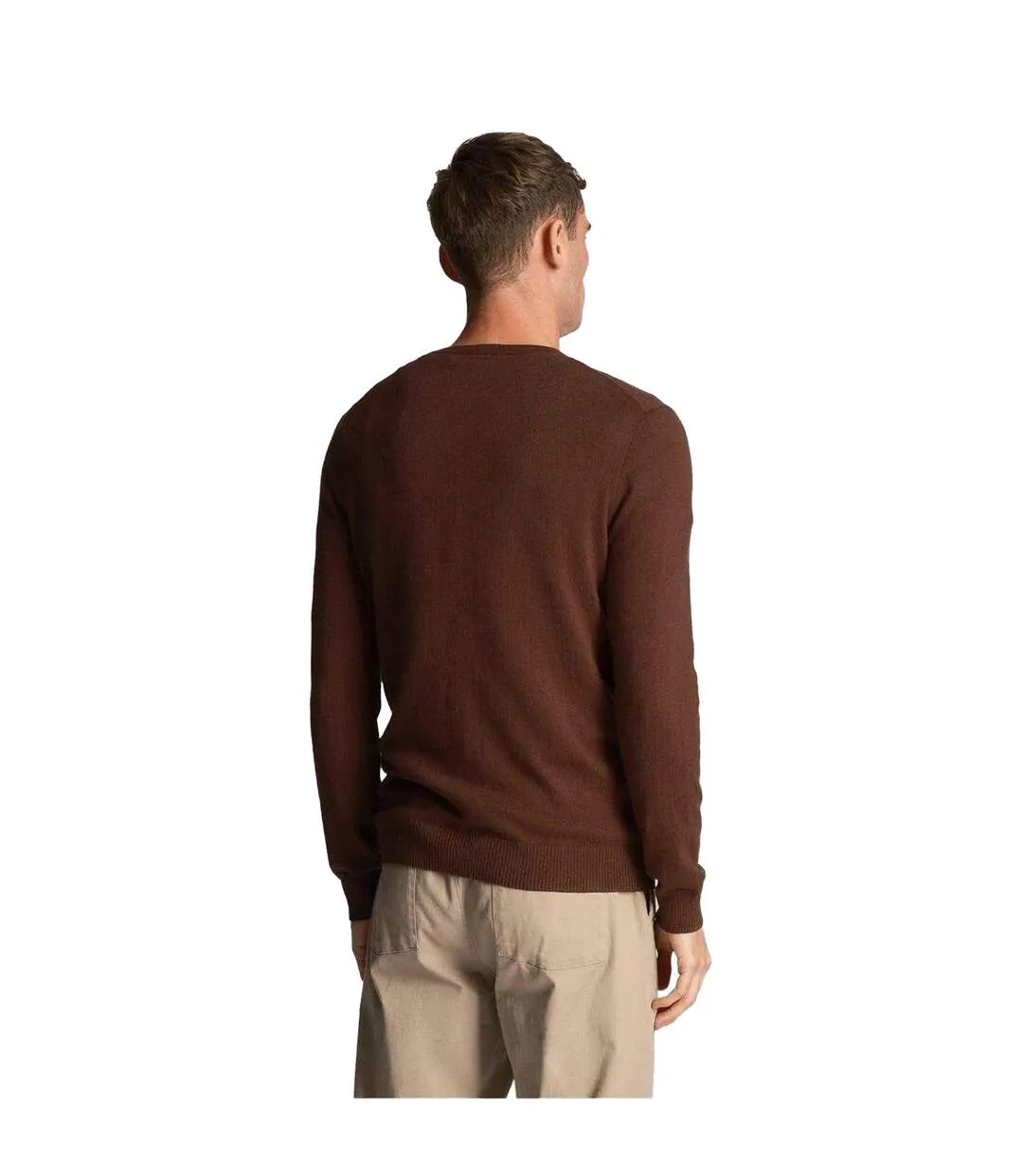 Pull Uni À Col Ras-du-cou Homme Marron Foncé Lyle & Scott-3