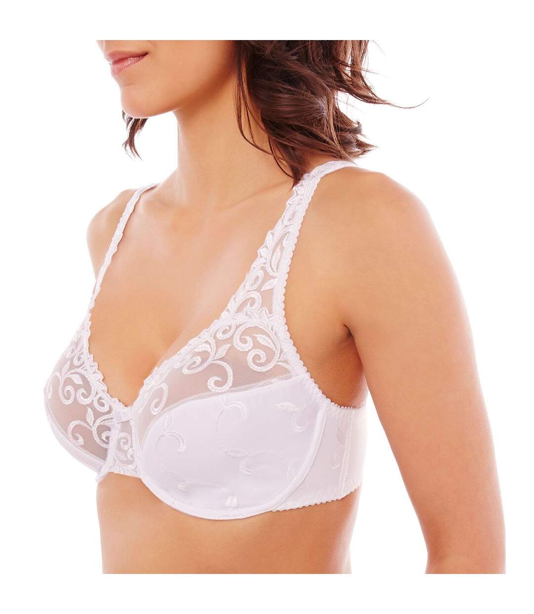 Soutien-gorge à armatures bonnet C, D et E blanc Duchesse