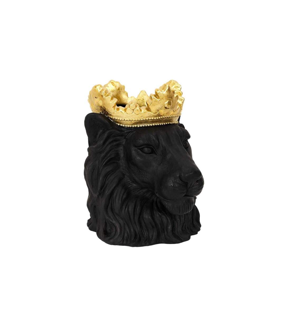 Cache-Pot Tête de Lion Couronne 39cm Noir-1