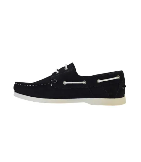 Mens Monteiro Leather Boat Shoes Navy Nicholas Deakins
