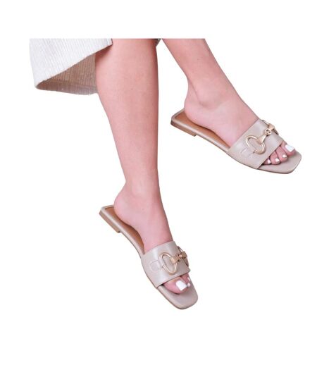 Womens/ladies orca buckle detail flat sandals nude Where´s That From