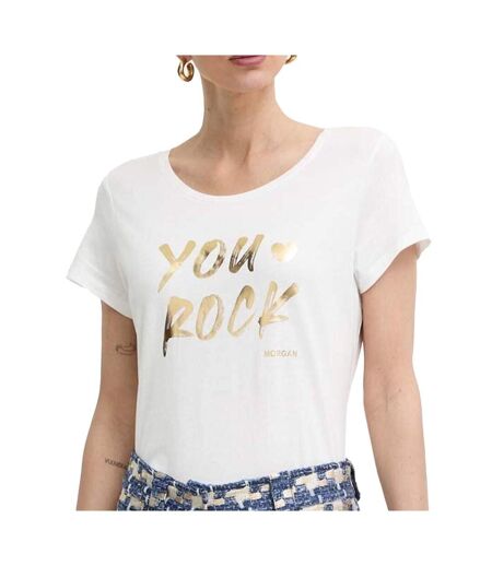 T-shirt Blanc/Doré Femme Morgan DYOU - L