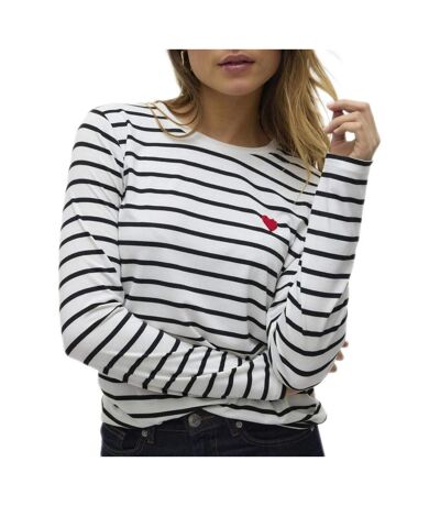 T-Shirt blanc/noir femme vero moda clara