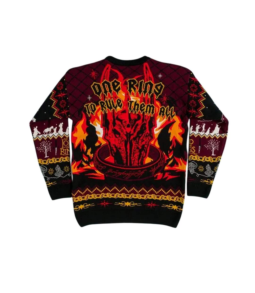 Pull Noël One Ring To Rule Them All Adulte Pourpre Noir Orange Lord Of The Rings-2