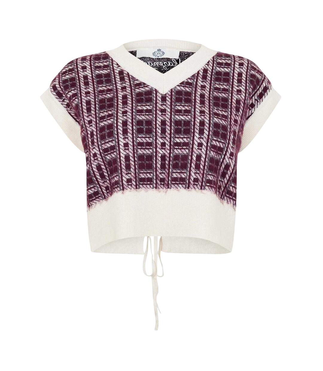 Womens/ladies Court Boxy Sweater Vest Burgundy White Slazenger-2