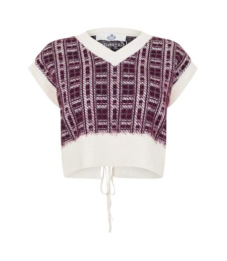 Womens/ladies Court Boxy Sweater Vest Burgundy White Slazenger